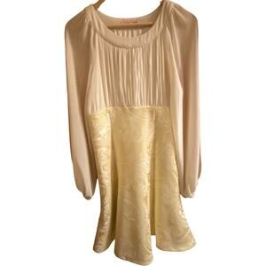 Traffic People Flowy gold metallic ivory Jacquard Encore Dress XL wedding event